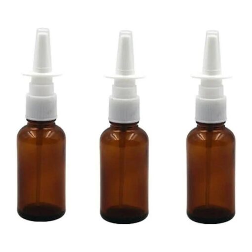 30ml ( 1oz ) Amber Glass Empty Nasal Pump Bottle Cleanser Container For Dispensing Wash ( Quality Improved ) 1 Ounce ( 6PCS )