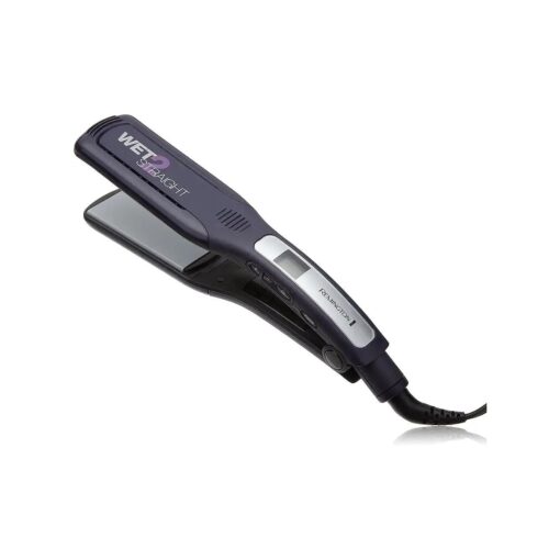 Remington S8001G Wet 2 Straight Wide Plate Wet/Dry Ceramic Hair Straightening Iron with Tourmaline, 2 Inch, Purple