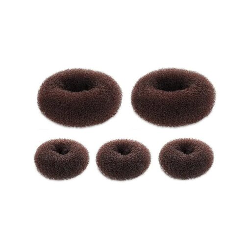 5 PCS Donut Hair Bun Maker, Dark Brown Ring Style Bun Makers Set ( 2 Large and 3 Small )