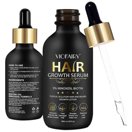 5 % Minoxidil for Men and Women Hair Growth Oil, Biotin Hair Growth Serum Hair Regrowth Treatment for Scalp Hair Loss Hair Thinning, Natural Hair Growth for Thicker Longer Fuller Healthier Hair 2.02 oz