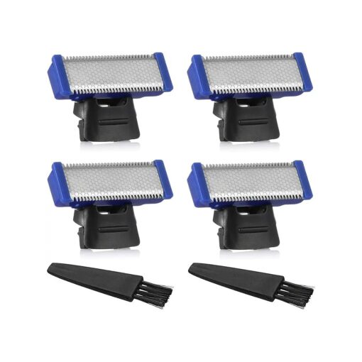 4 Pack Replacement Heads for Rechargeable Shaver Solo Trimmer Micro and Touches Replacement Cutter Head Include 2 Clean Brush