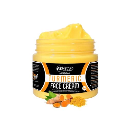 Natural Turmeric Cream - Skin Brightening Face & Body Lotion - Fights Acne, Evens Tone - Handcrafted in USA, 2 Oz