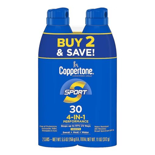 SPORT Sunscreen Spray SPF 30, Water Resistant Spray Sunscreen, Broad Spectrum SPF 30 Sunscreen Pack, 5.5 Oz Spray, Pack of 2