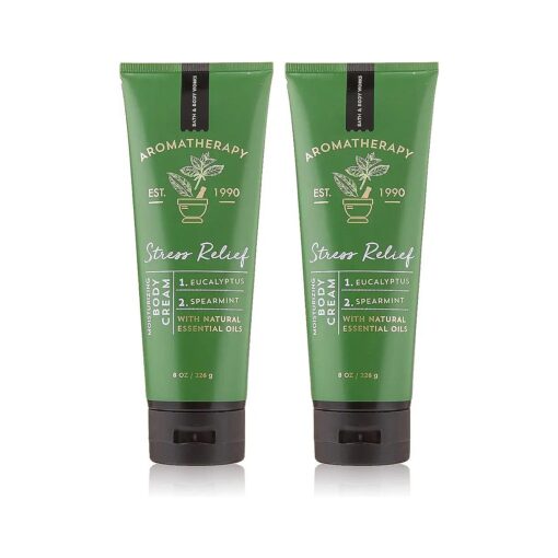 Bath & Body Works Aromatherapy Stress Relief Eucalyptus Spearmint Body Cream 8.0 oz, 226g ( 2 Pack )