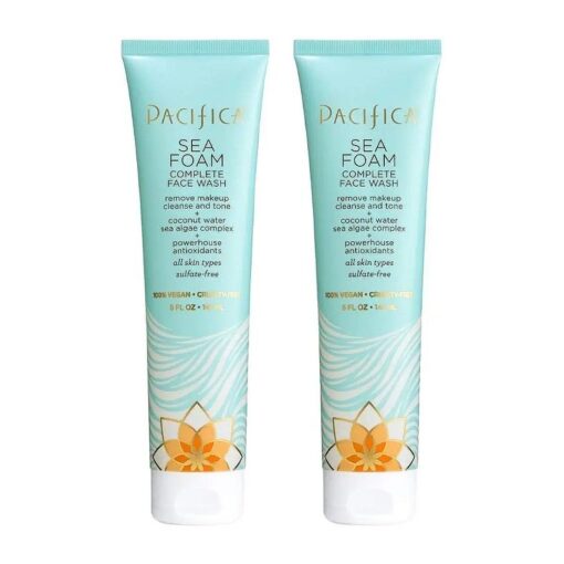 Pacifica Beauty Complete Face Wash, Gentle Daily Facial Cleanser for All Skin Types, Removes Makeup, Oil & Dirt, Sea Foam, 5 oz, 2 Pack