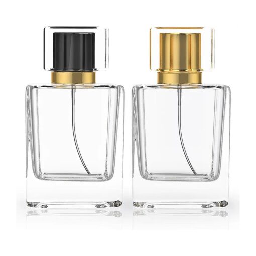 Refillable Perfume Bottle 2 Pack Glass Perfume Spray Bottle 50ml 1.7oz Large Empty Travel Perfume Atomizer Refillable, Replacement Perfume Bottles for Women Men