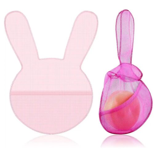 Nuanchu 2 Pcs Beauty Shampoo Conditioner Bar Pouch Mesh Shampoo Conditioner Bar Pouch Rabbit Shape Travel Bar Soap Holder Loofah Bubble Foam Net for Body Shower Exfoliating ( Light Pink, Rose Pink )