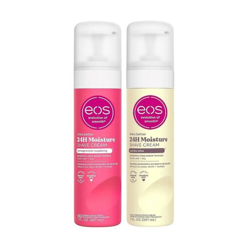 eos Shea Better Shave Cream- Vanilla Bliss & Pomegranate Raspberry, 24H Moisture Skin Care, 7 fl oz, 2-Pack