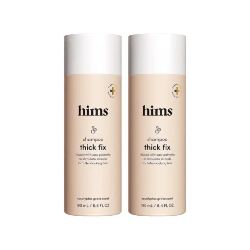 hims thick fix hair shampoo for thinning hair with saw palmetto to add volume and moisture, no parabens or sulfates, vegan and cruelty free, 2 pack, 6.4oz