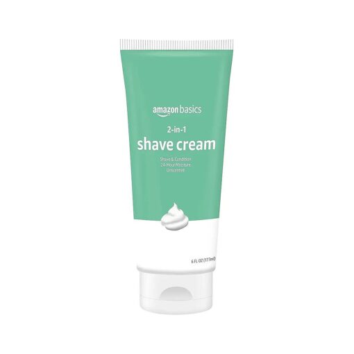 Basics 2-In-1 Shave Cream, Fragrance Free, Unscented, 6 Ounce ( Pack of 2 ) ( Previously Solimo ) 6.00 Ounce ( Pack of 2 )