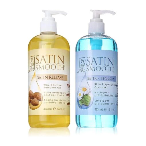 VALUE PACK ! SATIN SMOOTH Satin Release Wax Residue Remover + Satin cleanser skin preparation cleanser, 16 ounce