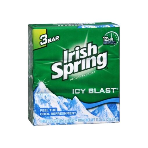 Irish Spring Deodorant Bar Soap, Icy Blast, 3.75 oz bars, 3 ea ( Pack of 2 )