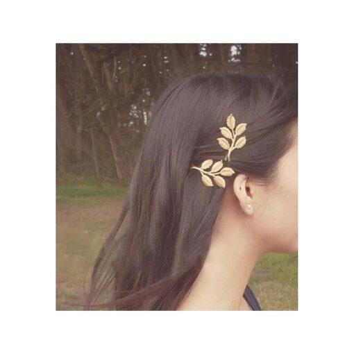 Olbye Leaf Hair Clip Dainty Gold Metal Barrette Hair Pin Bridal Hair Accessories Hair Holder For Women and Girls 2 Pcs