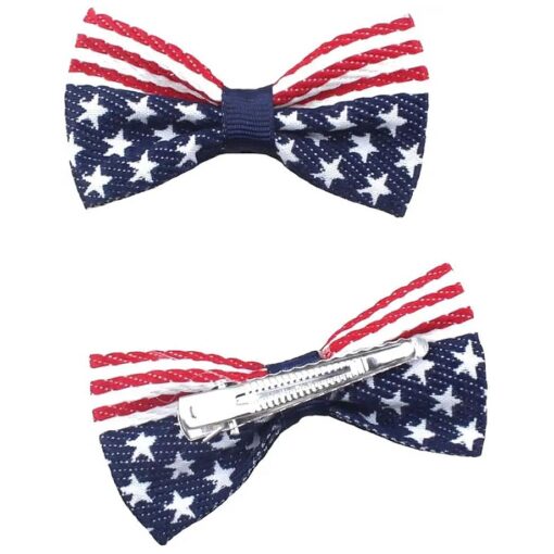 2 Pcs/Pack Girls American Flag Hair Bow Hair Clips Fourth of July Hair Accessories Patriotic Hair Bows Hairgrips