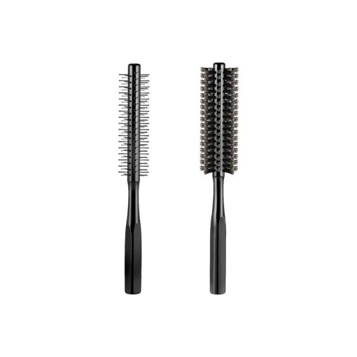 Geiserailie 2 Pieces Thick Round Hair Comb Bristle Round Hair Brush Blow Drying Hairbrush Small Brush Short Hair Massage Comb Head Massage Round Brush Roll Hairbrush for Wet or Dry Hair ( Black )