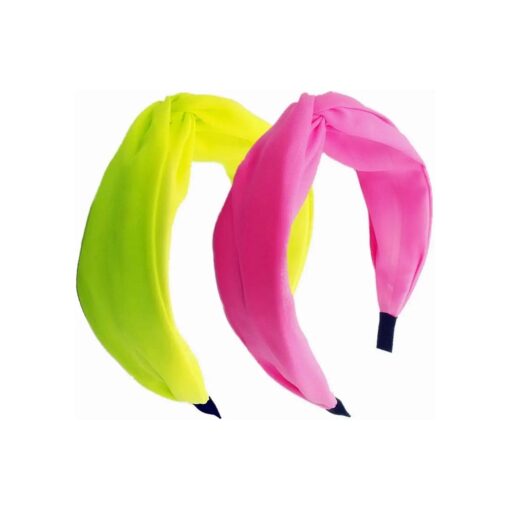 2 Pieces Knotted Headbands Fluorescent Turban Hairband Wide Hair Hoops for Women and Girls Hair Accessories