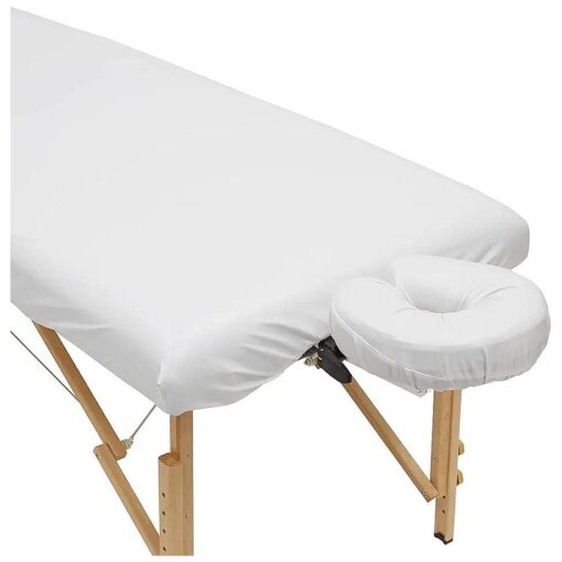 Saloniture 2-Piece Waterproof Massage Table Sheet Set - Includes Machine Washable Fitted Sheet and Face Cradle Cover - White