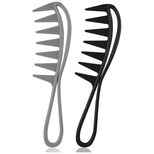 2 Piece Wide Tooth Comb Curling Shark Combs Hair Styling Accessories Professional Salon Afro Coarse Comb Anti-Static Durable Hairdressing Tool for Men Women Styling