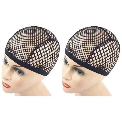 YANTAISIYU 2 Pieces Wig Caps Black Stretchable Crochet Wig Cap Mesh Wig Cap for Making Wig