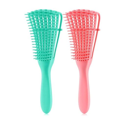 2 Pieces Detangling Brush, Wet Curly Hair EZ Detangler Brush Tool Cleaner Plastic Handle for Afro Textured 3a to 4c Kinky Wet/Dry/Long Thick Curly Hair