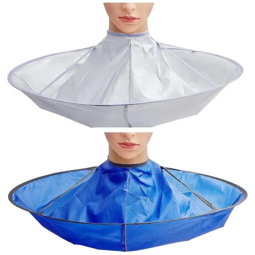 2 Pieces Hair Cutting Cape for Adults Umbrella Hair Cutting Cloak Foldable Hair Cutting Cloak Hair Catcher Hair Cutting Cape for Teens and Adults, Blue and Silver