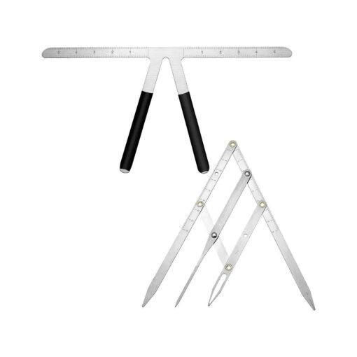 2 Pieces Tattoo Eyebrow Ruler 3-Point Positioning Ruler Eyebrow Golden Ratio Caliper Microblading Ruler Brow Caliper Measuring Tool Plastic Eyebrow Caliper for Student ( Silver )