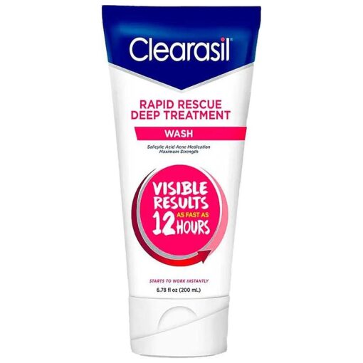 Clearasil Rapid Rescue Deep Treatment Acne Face Wash, Maximum Strenght with 2 % Salicylic Acid Acne Medication, Acne Facial Cleanser, 6.78 fl oz