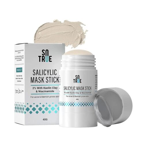 2 % Salicylic Acid Face Mask Stick With Kaolin Clay | For Acne, Blackheads And Blemish Prone Skin | Reduces Excess Oil And Dirt | Deep And Gentle Exfoliation | 40G