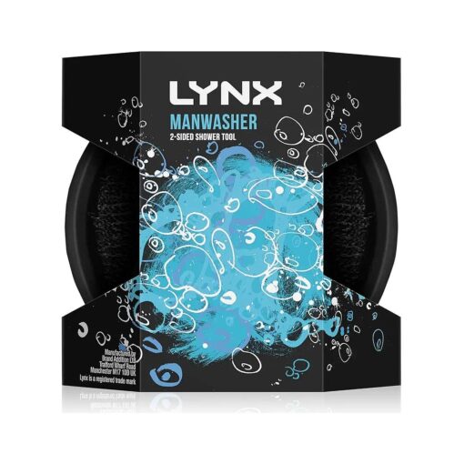 Lynx 2-Sided Shower Tool with 2 scrubbing options shower sponge for a better clean 1 piece, Black