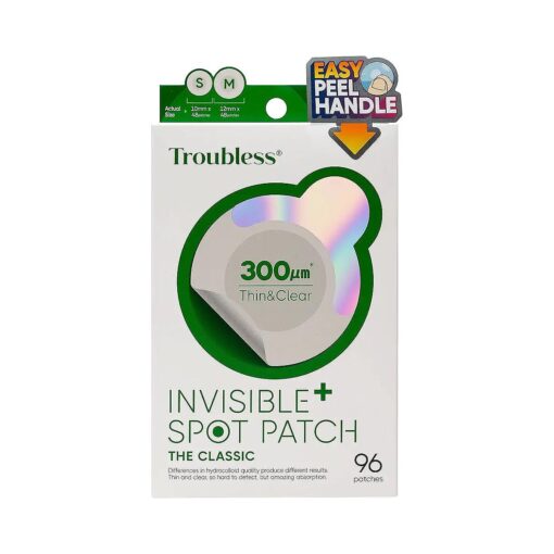 Invisible Pimple Spot Patch - Classic, Hydrocolloid Acne Patches for Face | Ultra Thin Acne Patches with Easy Peel Handle | Overnight Pimple Patches | 2 Sizes, 96 Count ( Pack of 1 )