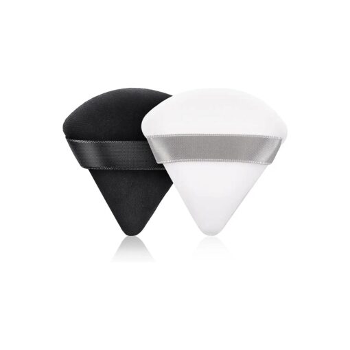 2 PCS Powder Puff Triangle Makeup Puffs for Loose Setting Powder Face Body, Foundation Blender Velour Setting Powder Puff, Super Soft Eye Makeup Wedges Beauty Tools