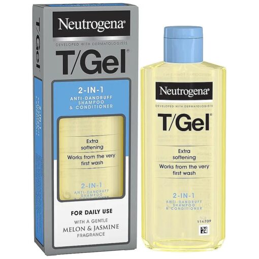 gooddogal Neutrogena T/Gel 2 in 1 Anti Dandruff Shampoo and Conditioner - Fights Dandruff After The First Use - Anti-Dandruff Shampoo - 250ml, White,96384