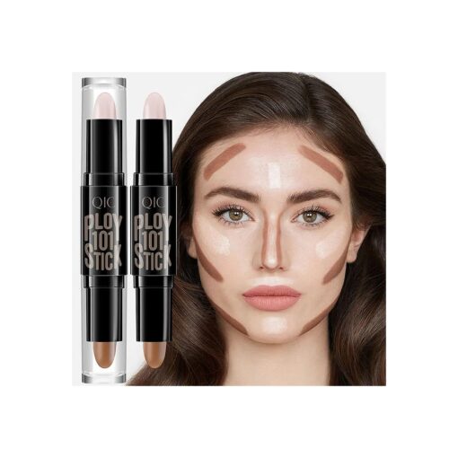 Highlight Contour Stick, 2 in 1 Makeup Shading Stick, Face Highlighters Sticks, Concealer Contour Highlighter Stick, Cruelty Free Makeup, double-end face concealer contouring sticks cream ( 01 )