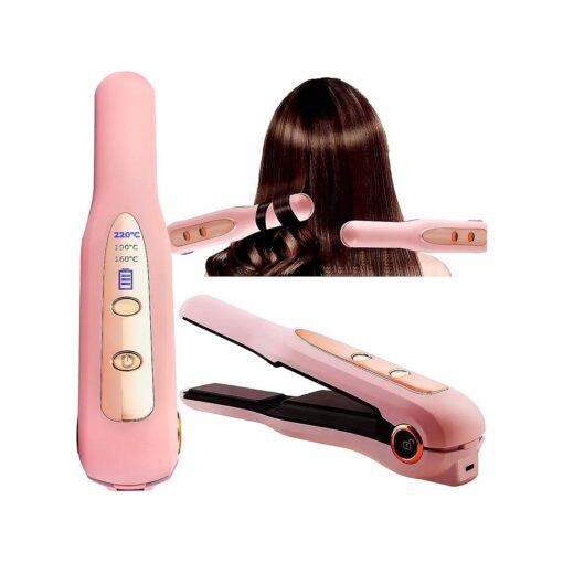 2 in 1 Professional Hair Straightener and Curler USB Rechargeable Shutdown and Boot Protection Function Flat Iron for Hair Ceramic Heating Material for Styling Makes Hairs Smoother and Healthier