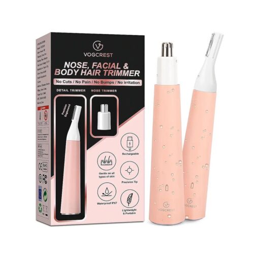 Nose Hair Trimmer for Women, Portable, Waterproof, Rechargeable, 2-in-1 Trimmer, Easy to Clean, Suitable for Sensitive Skin