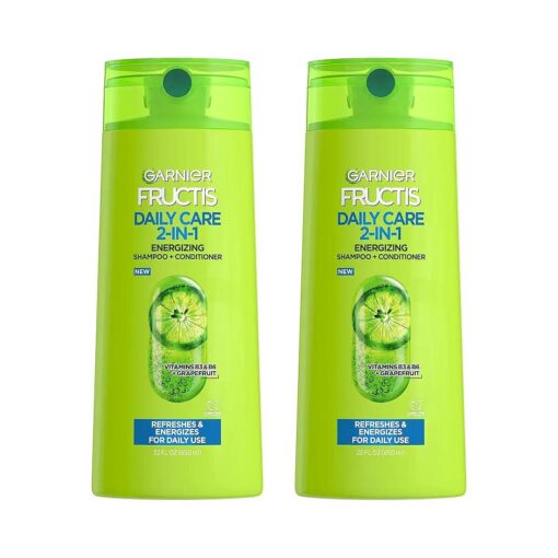 Garnier Fructis Fortifying 2-in-1 Shampoo and Conditioner for Stronger-Looking Hair with Touchable Softness, Daily Hair Care for Men and Women, Vegan, Paraben-Free 22 Fl Oz, 2 Count