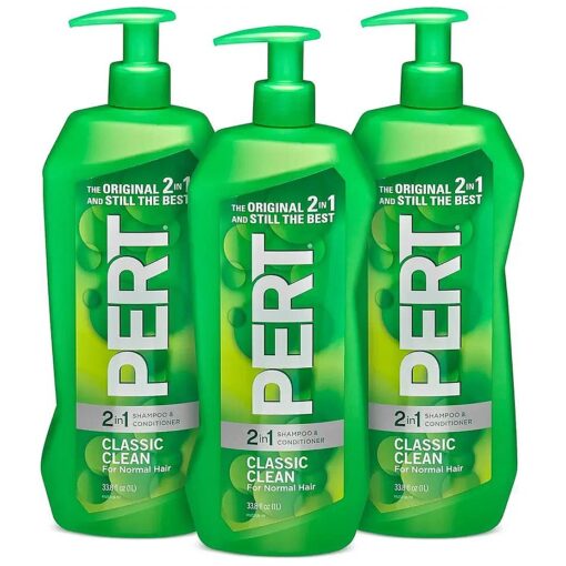 2-In-1 Shampoo and Conditioner by Pert - 33.8 Fl Oz - for Normal Hair - Classic Clean for Healthy and Strong Looking Hair - Removes Build-Up and Gently Moisturizes