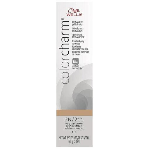 WELLA colorcharm Permanent Gel Hair Color for Gray Coverage, 2N/211 Very Dark Brown, 2 oz