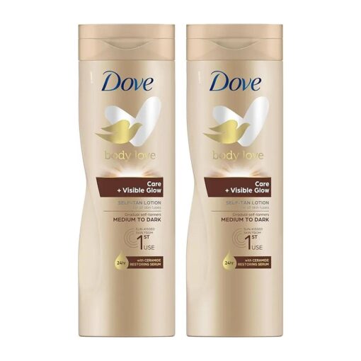 2x Dove Summer Glow Gradual Self Tan Body Lotion Medium To Dark - 400ml