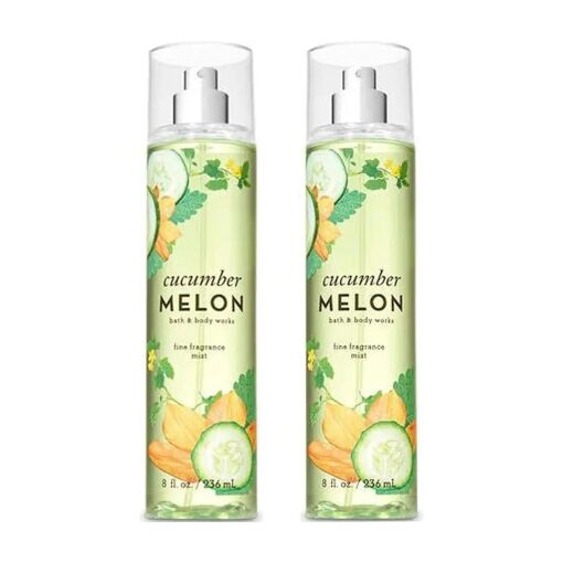 Bath and Body Works Cucumber Melon Fine Fragrance Mists Pack Of 2 8 oz, Bottles ( Cucumber Melon )