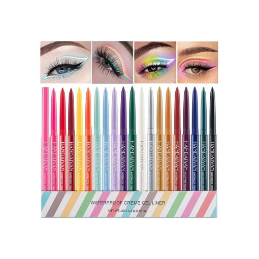 20 Colors Eyeliner Pen Set, Eye Shadow Pencil, Pearl Eyeliner Kit Metallic Eyeliner Pencil Glitter Eyeliner for Women Eye & Lip Liner Professional Waterproof Retractable Eyeliner