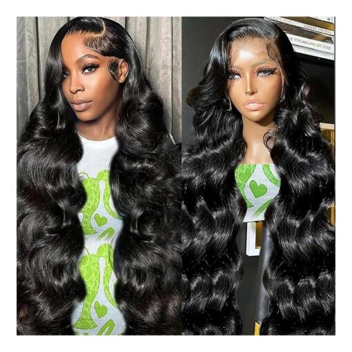 20 Inch Body Wave Lace Front Wigs Human Hair 13x4 HD Lace Front Wigs Human Hair Glueless Lace Frontal Wigs Human Hair Pre Plucked with Baby Hair 180 Density Human hair Wigs for Women Natural Black