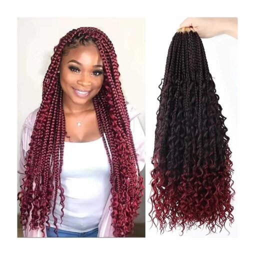 20 inch Crochet Goddess Box Braids 7 Packs 3X Box Braids Crochet Braids With Curly End Box Braids Crochet Hair Extension Tbug