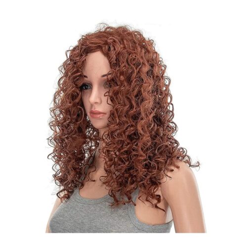 SWACC 20-Inch Long Big Bouffant Curly Wigs for Women Synthetic Heat Resistant Fiber Hair Pieces with Wig Cap ( Dark Copper Red )