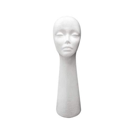 STUDIO LIMITED 20 Inch Long Neck Styrofoam Mannequin Head for Wig Display, White Foam ( 1 PC )