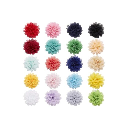 Lawie 20 Pack Silk Large Artificial Chiffon Flower Hair Clips Fabric Floral Brooch Pins Alligator Hairpins Barrettes Wedding Bridal Prom Party Hair Styling Headpieces Accessories for Women Girls Kids