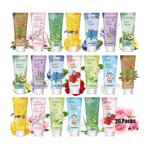 20 Pack Hand Cream Gift Set for Women, Gifts for Women, Teacher Appreciation Gifts, Hand Lotion for Dry Cracked Hands, With Vitamin E, Natural Plant Fragrance Hand Lotion Travel Size Mini Lotion Bulk