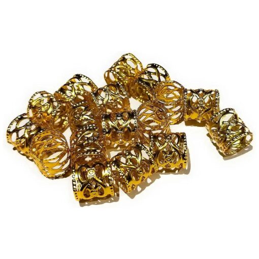 20 Pack Adjustable Gold Silver or Multi Colored Cuffs Clips Decorative Hair Accessories Buckle Braids, Dreadlocks ( Gold Oval Cuff Clips )