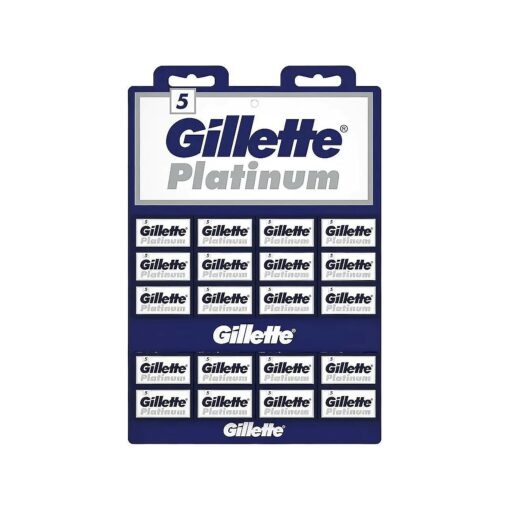 Gillette, 100 Gillette Platinum Double Edge Safety Razor Blades on a display card, 20 dispnesers of 5 Blades