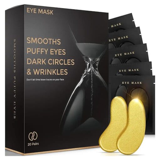 ( 20-Pairs ) Under Eye Patches, 24K Gold Eye Mask & Hyaluronic Acid Eye Patches For Puffy Eyes, Dark Circles, Puffiness, Refresh, Revitalizing, Wrinkles ( Gold )